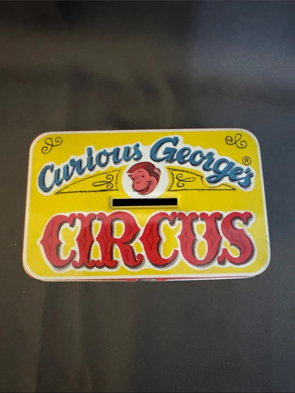 Curious George Circus Tin Toy Box - Yellow & Red